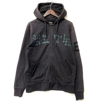 【現状渡し品】【メンズ】 OLD STUSSY AUTHENTIC オールド ステューシー オーセンティック ZIP UP HOODED SWEATSHIRT ジップアップ フーデッド スウェットシャツ パーカー 142-260315-as-03-izu サイズ：M カラー：ブラック系 万代Net店