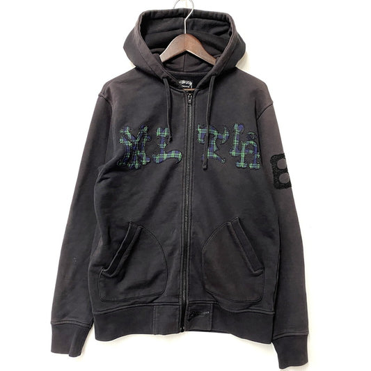 【現状渡し品】【メンズ】 OLD STUSSY AUTHENTIC オールド ステューシー オーセンティック ZIP UP HOODED SWEATSHIRT ジップアップ フーデッド スウェットシャツ パーカー 142-260315-as-03-izu サイズ：M カラー：ブラック系 万代Net店