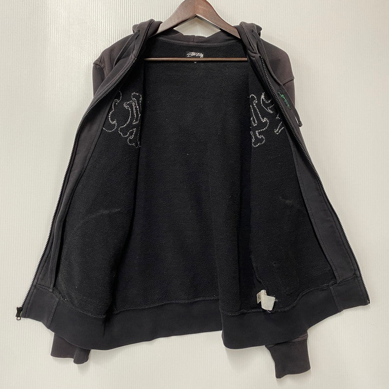 【現状渡し品】【メンズ】 OLD STUSSY AUTHENTIC オールド ステューシー オーセンティック ZIP UP HOODED SWEATSHIRT ジップアップ フーデッド スウェットシャツ パーカー 142-260315-as-03-izu サイズ：M カラー：ブラック系 万代Net店