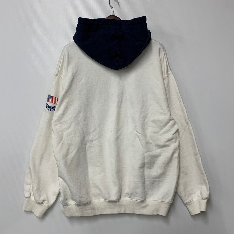 【中古品】【メンズ】 CONTRAST COLOR HALF ZIP HOODED SWEAT 101223012015 コントラストカラー ハーフジップ フーデッドスウェット パーカー 142-260319-as-18-izu サイズ：L カラー：ホワイト系 万代Net店