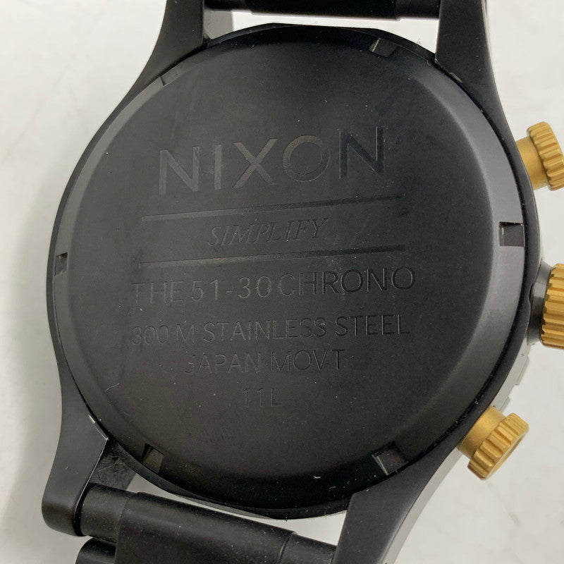 【中古品】【メンズ/レディース】 NIXON ニクソン 51-30 CHRONO CHRONOGRAPH QUARTZ クロノグラフ クォーツ 腕時計 時計 197-260603-kh-05-izu カラー：ブラック×ゴールド 万代Net店