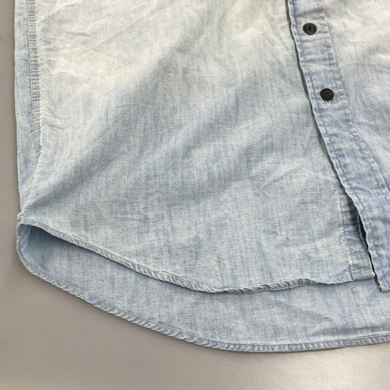 【中古品】【メンズ】 POLO RALPH LAUREN ポロ・ラルフローレン 鷹 刺繍 CHAMBRAY LS SHIRT シャンブレー ロングスリーブ シャツ トップス 長袖 147-260319-cs-24-izu サイズ：L カラー：ライトブルー 万代Net店