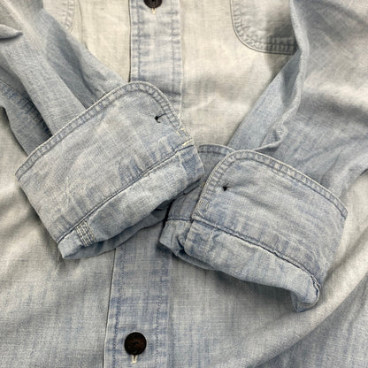 【中古品】【メンズ】 POLO RALPH LAUREN ポロ・ラルフローレン 鷹 刺繍 CHAMBRAY LS SHIRT シャンブレー ロングスリーブ シャツ トップス 長袖 147-260319-cs-24-izu サイズ：L カラー：ライトブルー 万代Net店
