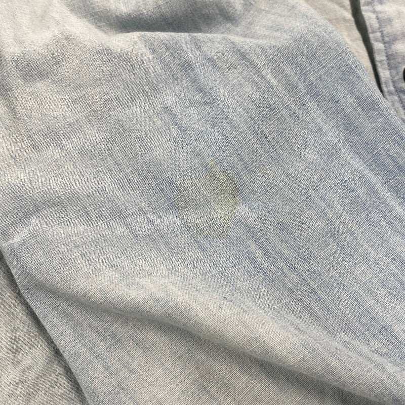 【中古品】【メンズ】 POLO RALPH LAUREN ポロ・ラルフローレン 鷹 刺繍 CHAMBRAY LS SHIRT シャンブレー ロングスリーブ シャツ トップス 長袖 147-260319-cs-24-izu サイズ：L カラー：ライトブルー 万代Net店