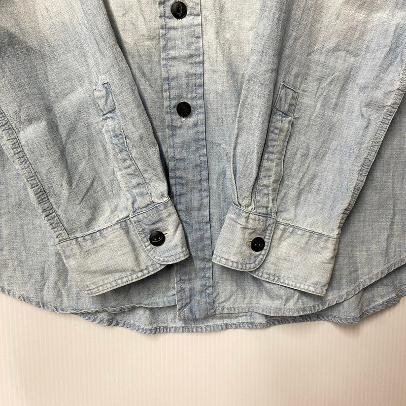 【中古品】【メンズ】 POLO RALPH LAUREN ポロ・ラルフローレン 鷹 刺繍 CHAMBRAY LS SHIRT シャンブレー ロングスリーブ シャツ トップス 長袖 147-260319-cs-24-izu サイズ：L カラー：ライトブルー 万代Net店