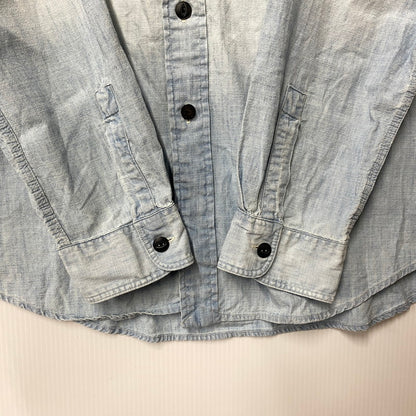 【中古品】【メンズ】 POLO RALPH LAUREN ポロ・ラルフローレン 鷹 刺繍 CHAMBRAY LS SHIRT シャンブレー ロングスリーブ シャツ トップス 長袖 147-260319-cs-24-izu サイズ：L カラー：ライトブルー 万代Net店