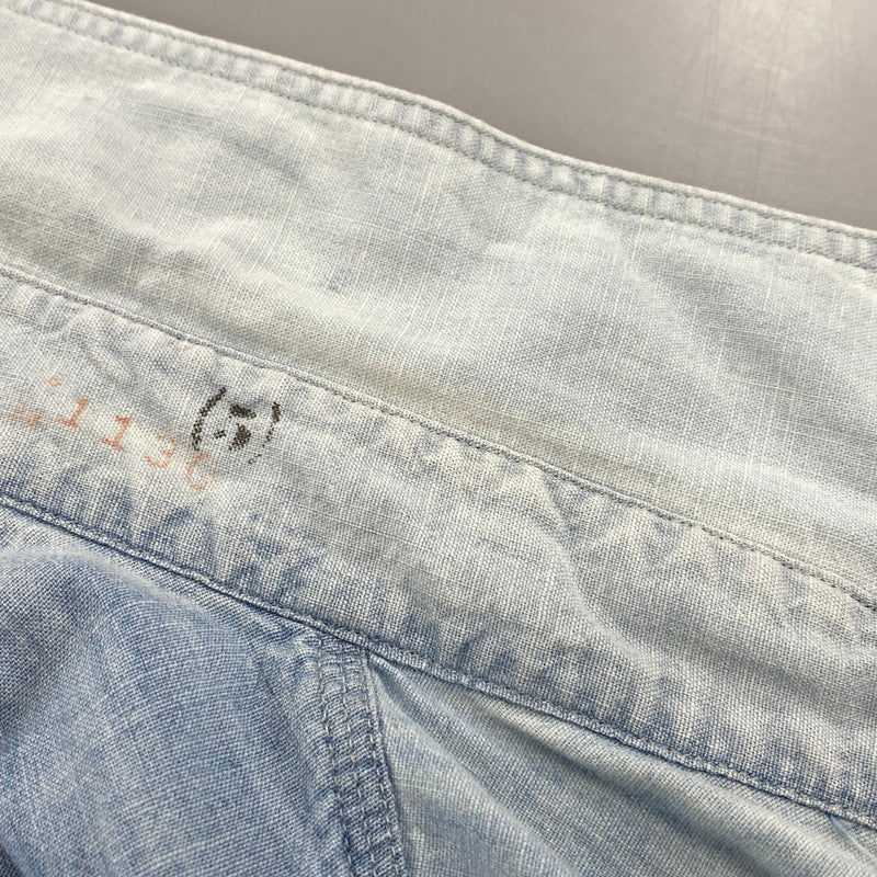 【中古品】【メンズ】 POLO RALPH LAUREN ポロ・ラルフローレン 鷹 刺繍 CHAMBRAY LS SHIRT シャンブレー ロングスリーブ シャツ トップス 長袖 147-260319-cs-24-izu サイズ：L カラー：ライトブルー 万代Net店