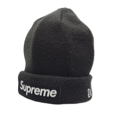【中古品】【メンズ/レディース】 SUPREME × NEW ERA シュプリーム × ニューエラ 23FW BOX LOGO BEANIE ボックス ロゴ ビーニー ニット帽 帽子 185-260316-yn-06-izu サイズ：ONE SIZE カラー：ブラック 万代Net店