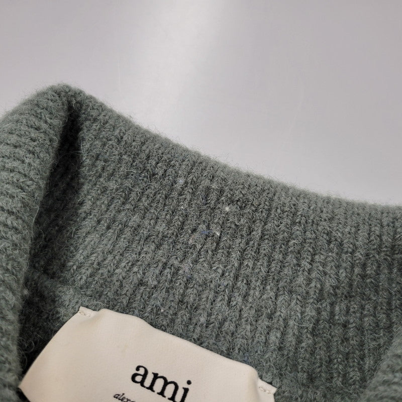 【中古品】【メンズ】 AMI アミ UPL325.KN0032 HEART LOGO JACQUARD KNIT ハート ロゴ ジャガード ニット トップス 141-260316-yn-08-izu サイズ：L カラー：グリーン 万代Net店