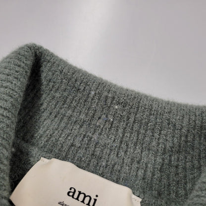 【中古品】【メンズ】 AMI アミ UPL325.KN0032 HEART LOGO JACQUARD KNIT ハート ロゴ ジャガード ニット トップス 141-260316-yn-08-izu サイズ：L カラー：グリーン 万代Net店
