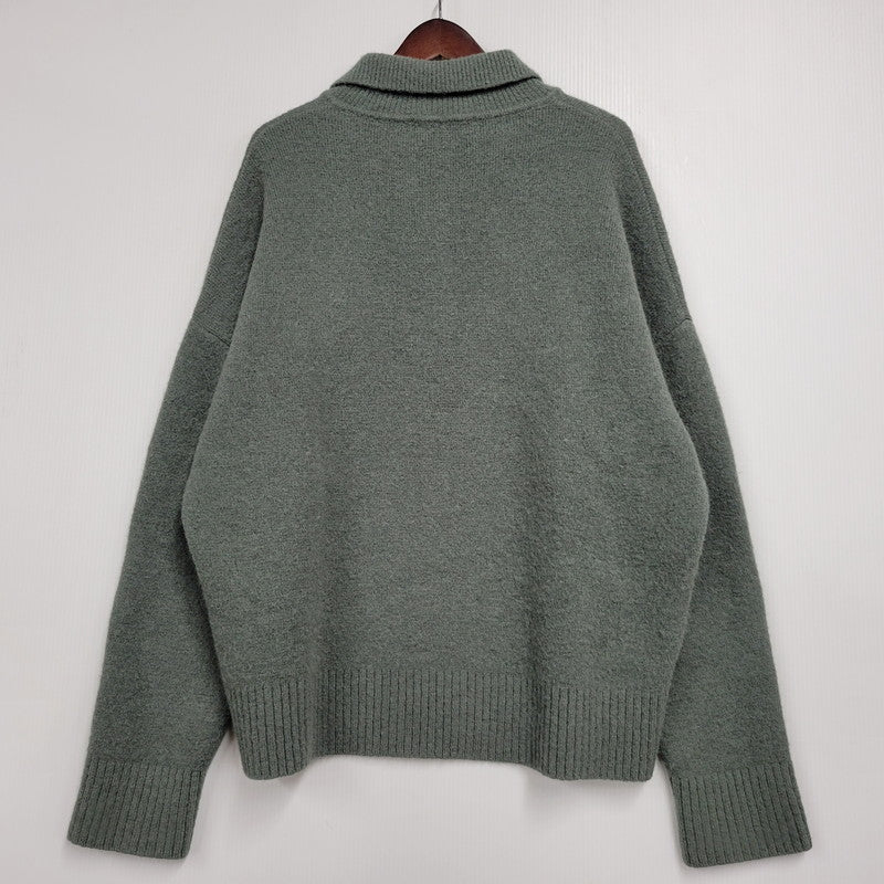 【中古品】【メンズ】 AMI アミ UPL325.KN0032 HEART LOGO JACQUARD KNIT ハート ロゴ ジャガード ニット トップス 141-260316-yn-08-izu サイズ：L カラー：グリーン 万代Net店