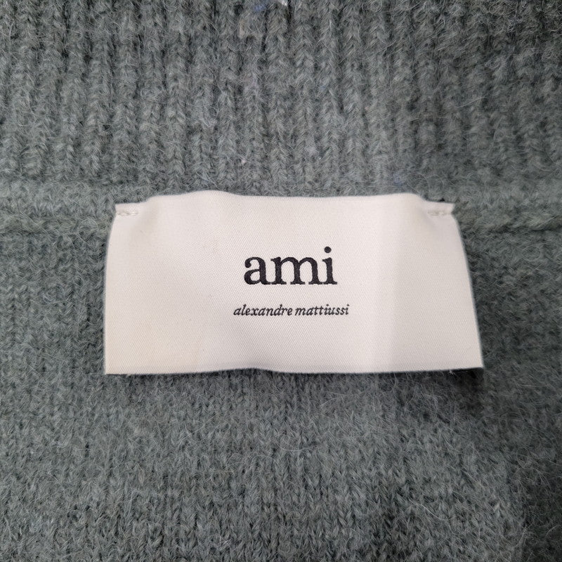 【中古品】【メンズ】 AMI アミ UPL325.KN0032 HEART LOGO JACQUARD KNIT ハート ロゴ ジャガード ニット トップス 141-260316-yn-08-izu サイズ：L カラー：グリーン 万代Net店
