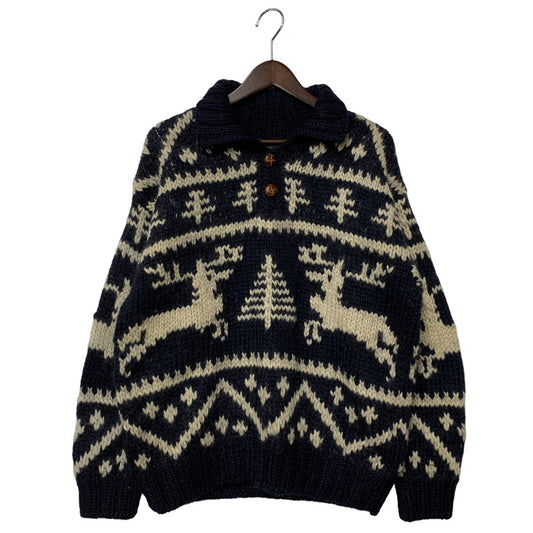 【中古品】【メンズ】 ELSPIA エルスピア WOOL HALF BUTTON KNIT ウール ハーフ ボタン ニット トップス セーター 145-260323-ya-07-izu サイズ：L カラー：NAVY 万代Net店