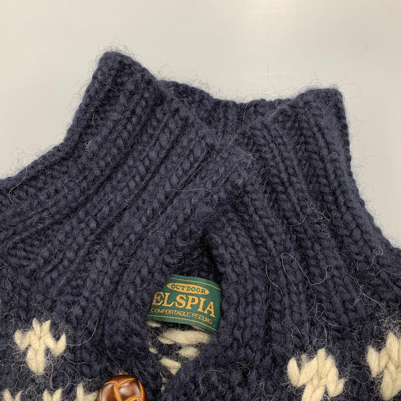 【中古品】【メンズ】 ELSPIA エルスピア WOOL HALF BUTTON KNIT ウール ハーフ ボタン ニット トップス セーター 145-260323-ya-07-izu サイズ：L カラー：NAVY 万代Net店