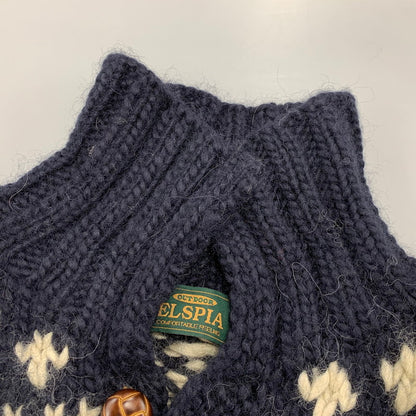 【中古品】【メンズ】 ELSPIA エルスピア WOOL HALF BUTTON KNIT ウール ハーフ ボタン ニット トップス セーター 145-260323-ya-07-izu サイズ：L カラー：NAVY 万代Net店
