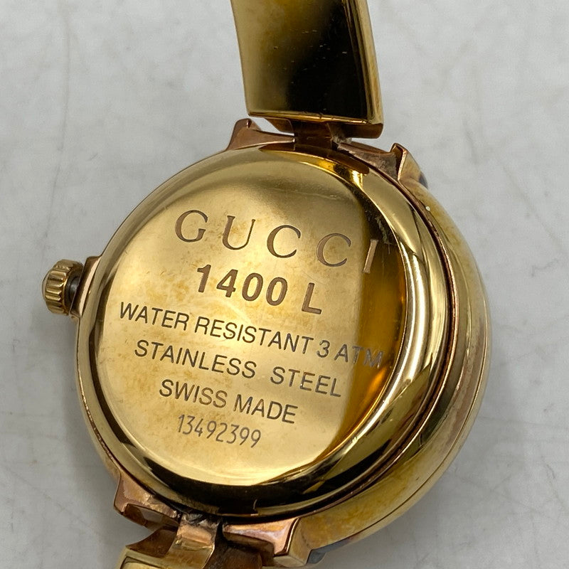 【中古品】【メンズ/レディース】 GUCCI グッチ 1400L GG PINK DIAL BANGLE WATCH ピンク ダイヤル バングル ウォッチ 時計 腕時計 197-260531-kh-02-izu カラー：ゴールド 万代Net店