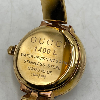 【中古品】【メンズ/レディース】 GUCCI グッチ 1400L GG PINK DIAL BANGLE WATCH ピンク ダイヤル バングル ウォッチ 時計 腕時計 197-260531-kh-02-izu カラー：ゴールド 万代Net店