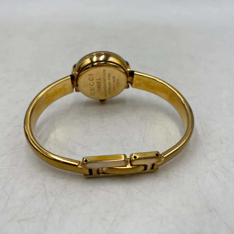 【中古品】【メンズ/レディース】 GUCCI グッチ 1400L GG PINK DIAL BANGLE WATCH ピンク ダイヤル バングル ウォッチ 時計 腕時計 197-260531-kh-02-izu カラー：ゴールド 万代Net店