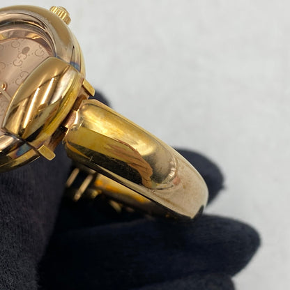 【中古品】【メンズ/レディース】 GUCCI グッチ 1400L GG PINK DIAL BANGLE WATCH ピンク ダイヤル バングル ウォッチ 時計 腕時計 197-260531-kh-02-izu カラー：ゴールド 万代Net店