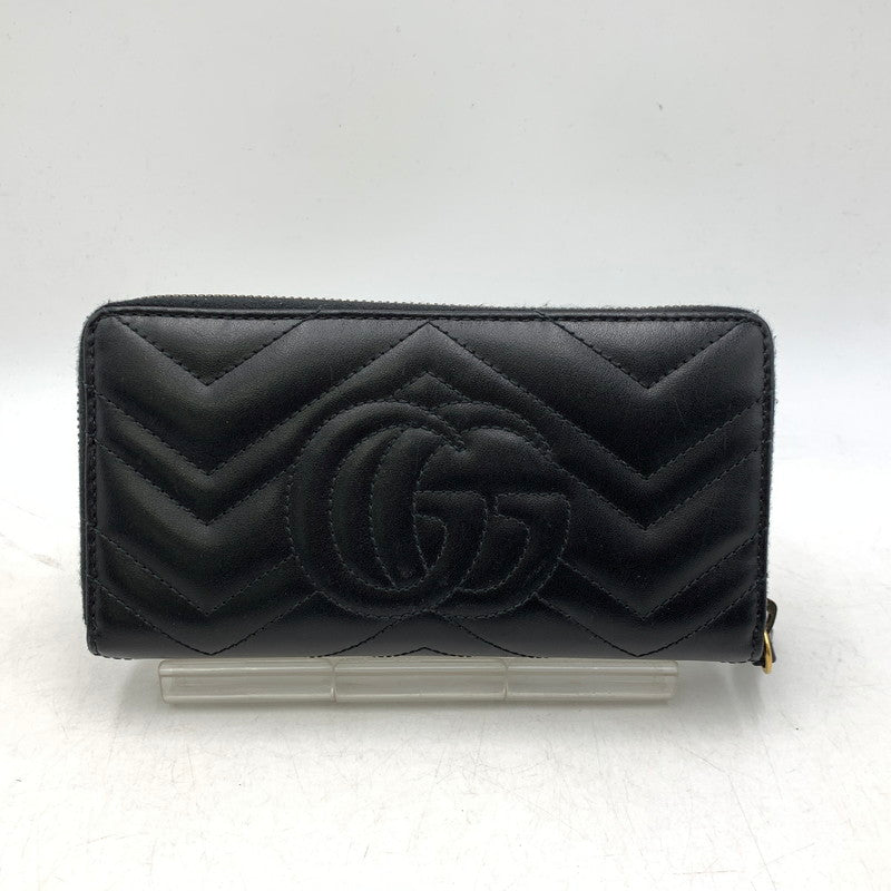 【中古品】【メンズ/レディース】 GUCCI グッチ 443123 GGマーモント ジップアラウンドウォレット 財布 長財布 181-260318-ya-05-izu カラー：ブラック 万代Net店