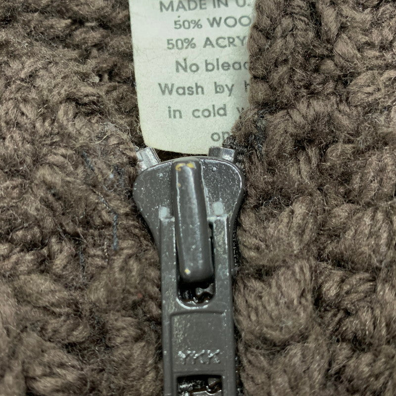 【中古品】【メンズ】 90～00’S イングランド製 ライカ期 WOOL ZIP UP KNIT ウール ジップ アップ ニット トップス 長袖 141-260319-cs-11-izu サイズ：M カラー：ブラウン×パープル 万代Net店