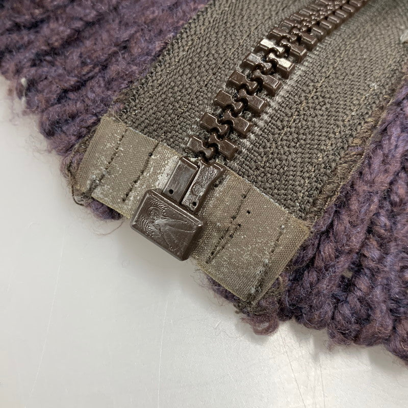 【中古品】【メンズ】 90～00’S イングランド製 ライカ期 WOOL ZIP UP KNIT ウール ジップ アップ ニット トップス 長袖 141-260319-cs-11-izu サイズ：M カラー：ブラウン×パープル 万代Net店