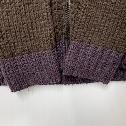 【中古品】【メンズ】 90～00’S イングランド製 ライカ期 WOOL ZIP UP KNIT ウール ジップ アップ ニット トップス 長袖 141-260319-cs-11-izu サイズ：M カラー：ブラウン×パープル 万代Net店