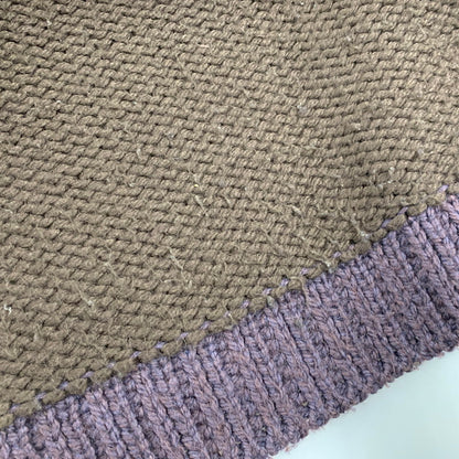 【中古品】【メンズ】 90～00’S イングランド製 ライカ期 WOOL ZIP UP KNIT ウール ジップ アップ ニット トップス 長袖 141-260319-cs-11-izu サイズ：M カラー：ブラウン×パープル 万代Net店