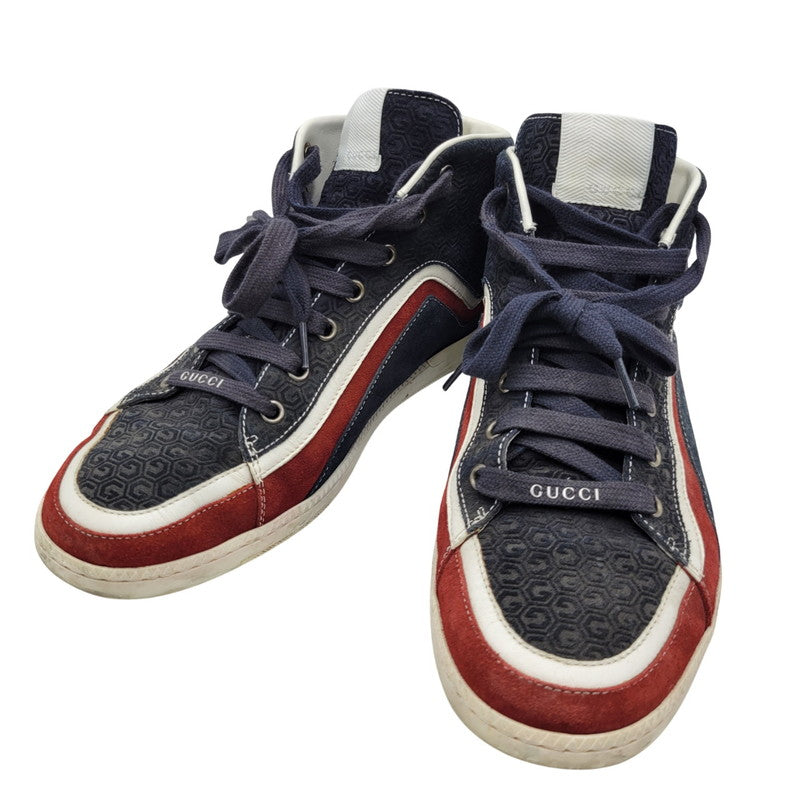 【中古品】【メンズ/レディース】 GUCCI グッチ SUEDE LEATHER HI CUT SNEAKERS 295195 スエード レザー ハイカット スニーカー シューズ 靴 183-260320-ay-04-izu サイズ：8 1/2 カラー：マルチ 万代Net店