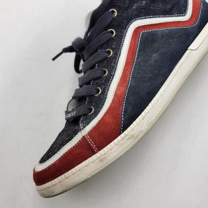 【中古品】【メンズ/レディース】 GUCCI グッチ SUEDE LEATHER HI CUT SNEAKERS 295195 スエード レザー ハイカット スニーカー シューズ 靴 183-260320-ay-04-izu サイズ：8 1/2 カラー：マルチ 万代Net店