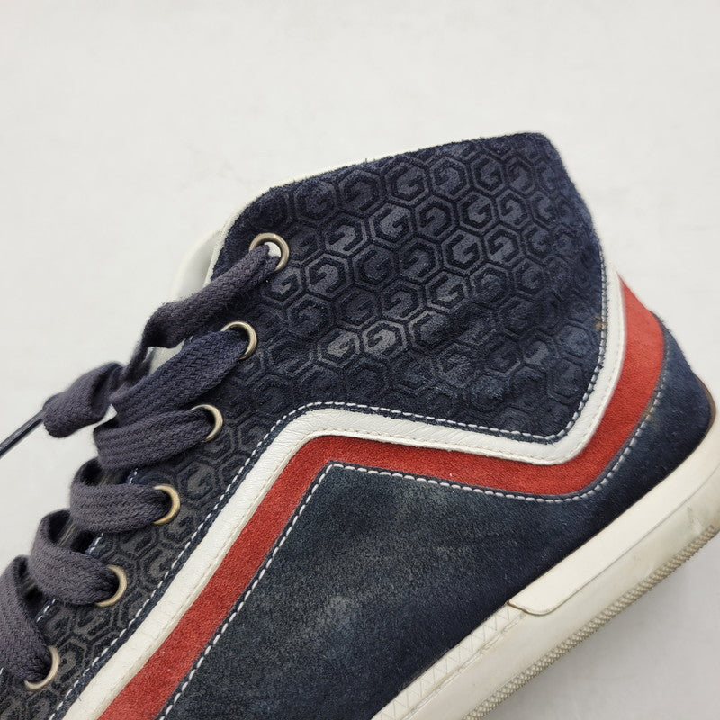 【中古品】【メンズ/レディース】 GUCCI グッチ SUEDE LEATHER HI CUT SNEAKERS 295195 スエード レザー ハイカット スニーカー シューズ 靴 183-260320-ay-04-izu サイズ：8 1/2 カラー：マルチ 万代Net店