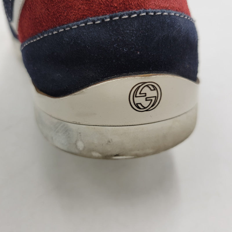 【中古品】【メンズ/レディース】 GUCCI グッチ SUEDE LEATHER HI CUT SNEAKERS 295195 スエード レザー ハイカット スニーカー シューズ 靴 183-260320-ay-04-izu サイズ：8 1/2 カラー：マルチ 万代Net店