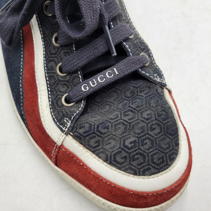 【中古品】【メンズ/レディース】 GUCCI グッチ SUEDE LEATHER HI CUT SNEAKERS 295195 スエード レザー ハイカット スニーカー シューズ 靴 183-260320-ay-04-izu サイズ：8 1/2 カラー：マルチ 万代Net店