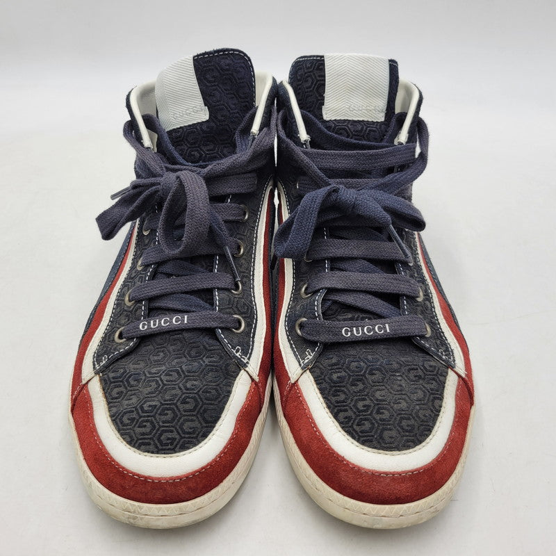 【中古品】【メンズ/レディース】 GUCCI グッチ SUEDE LEATHER HI CUT SNEAKERS 295195 スエード レザー ハイカット スニーカー シューズ 靴 183-260320-ay-04-izu サイズ：8 1/2 カラー：マルチ 万代Net店