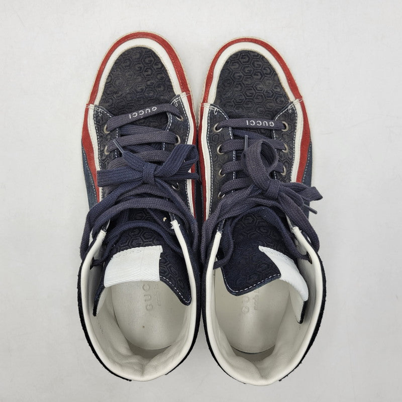 【中古品】【メンズ/レディース】 GUCCI グッチ SUEDE LEATHER HI CUT SNEAKERS 295195 スエード レザー ハイカット スニーカー シューズ 靴 183-260320-ay-04-izu サイズ：8 1/2 カラー：マルチ 万代Net店