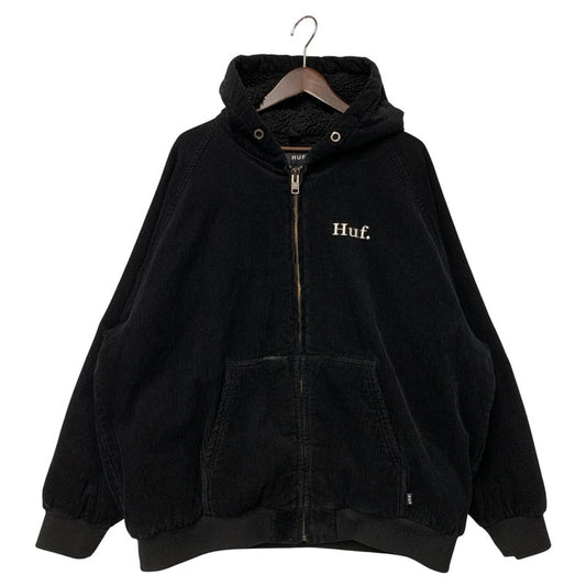 【中古品】【メンズ】 HUF ハフ COLTON CORD HOODED ZIP JACKET フーデッド ジップ ジャケット アウター 142-260320-kh-02-izu サイズ：XL カラー：ブラック 万代Net店