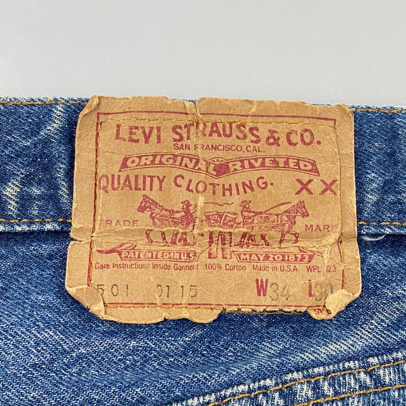 【現状渡し品】【メンズ】 501-0115 87年製 刻印524 BUTTON FLY ボタン フライ ブランクタブ 80S 501 DENIM PANTS デニム パンツ ズボン ボトムス 157-260328-ya-06-izu サイズ：34×30 カラー：インディゴ 万代Net店