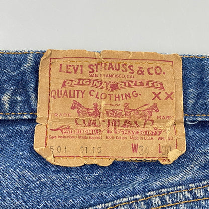 【現状渡し品】【メンズ】 501-0115 87年製 刻印524 BUTTON FLY ボタン フライ ブランクタブ 80S 501 DENIM PANTS デニム パンツ ズボン ボトムス 157-260328-ya-06-izu サイズ：34×30 カラー：インディゴ 万代Net店