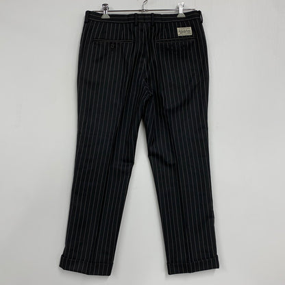 【中古品】【メンズ】 WACKO MARIA ワコマリア STRIPE SLACKS PANTS ストライプ スラックス パンツ ボトムス 153-260321-as-06-izu サイズ：XL カラー：ブラック 万代Net店