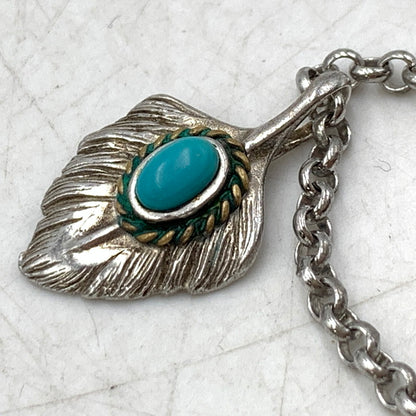 【中古品】【メンズ/レディース】 SAAD サード XNC-10 45 925 TURQUOISE FEATHER PENDANT TOP & CHAIN NECKLACE ターコイズ フェザー ペンダント トップ アンド チェーン ネックレス アクセサリー 191-260321-ya-02-izu カラー：シルバー 万代Net店