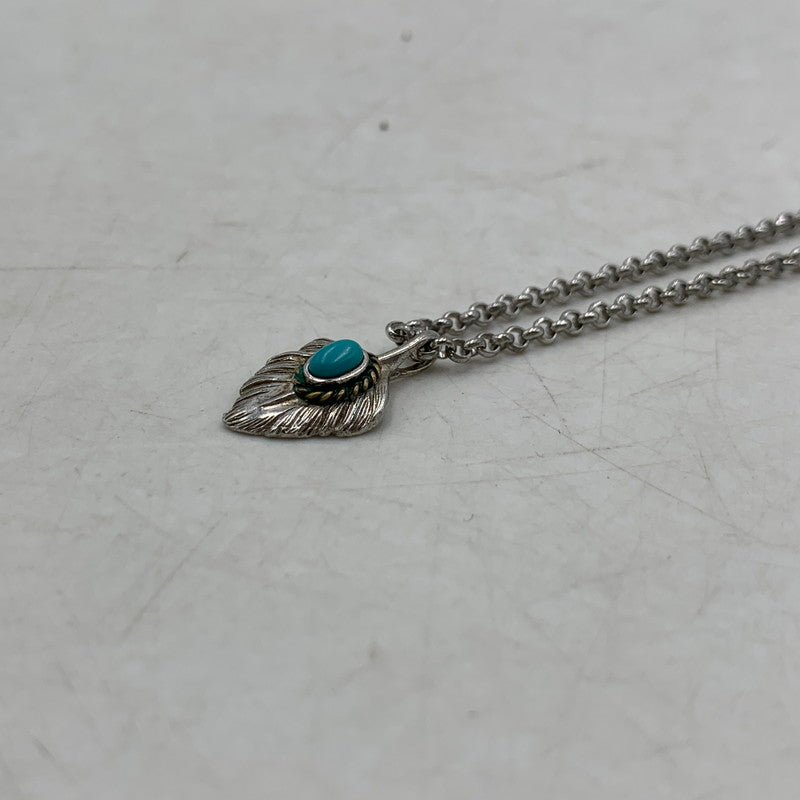 【中古品】【メンズ/レディース】 SAAD サード XNC-10 45 925 TURQUOISE FEATHER PENDANT TOP & CHAIN NECKLACE ターコイズ フェザー ペンダント トップ アンド チェーン ネックレス アクセサリー 191-260321-ya-02-izu カラー：シルバー 万代Net店