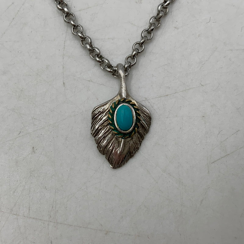 【中古品】【メンズ/レディース】 SAAD サード XNC-10 45 925 TURQUOISE FEATHER PENDANT TOP & CHAIN NECKLACE ターコイズ フェザー ペンダント トップ アンド チェーン ネックレス アクセサリー 191-260321-ya-02-izu カラー：シルバー 万代Net店