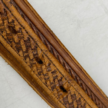 【現状渡し品】【メンズ/レディース】 USA製 LEATHER BELT レザーベルト 205-260324-ya-13-izu サイズ：32 カラー：BROWN 万代Net店