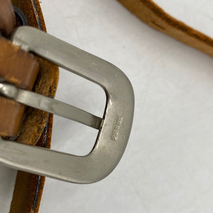【現状渡し品】【メンズ/レディース】 USA製 LEATHER BELT レザーベルト 205-260324-ya-13-izu サイズ：32 カラー：BROWN 万代Net店