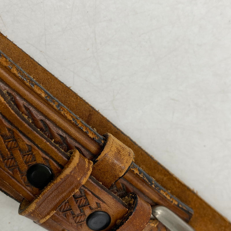 【現状渡し品】【メンズ/レディース】 USA製 LEATHER BELT レザーベルト 205-260324-ya-13-izu サイズ：32 カラー：BROWN 万代Net店