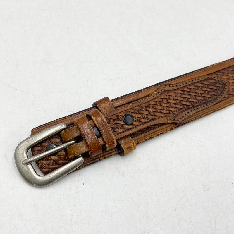 【現状渡し品】【メンズ/レディース】 USA製 LEATHER BELT レザーベルト 205-260324-ya-13-izu サイズ：32 カラー：BROWN 万代Net店