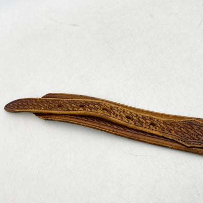 【現状渡し品】【メンズ/レディース】 USA製 LEATHER BELT レザーベルト 205-260324-ya-13-izu サイズ：32 カラー：BROWN 万代Net店