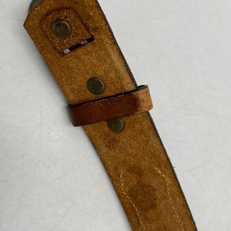 【現状渡し品】【メンズ/レディース】 USA製 LEATHER BELT レザーベルト 205-260324-ya-13-izu サイズ：32 カラー：BROWN 万代Net店