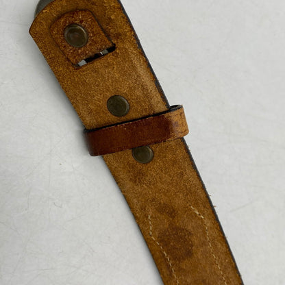 【現状渡し品】【メンズ/レディース】 USA製 LEATHER BELT レザーベルト 205-260324-ya-13-izu サイズ：32 カラー：BROWN 万代Net店