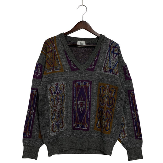 【中古品】【メンズ】 MODIGLIANI モディリアーニ 幾何学模様 V NECK WOOL KNIT ブイネック ウール ニット トップス 長袖 146-260325-cs-17-izu サイズ：L カラー：マルチ 万代Net店